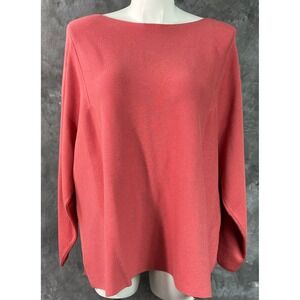 J Jill Salmon Orange Cotton Blend Rear Lace Back L/S Knit Top sz 3X (15958)